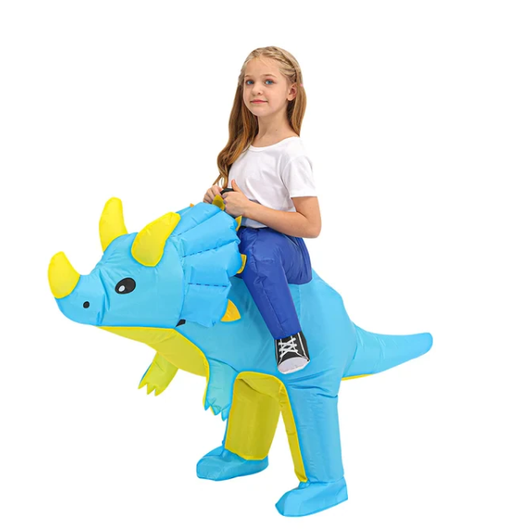 Kids' Halloween Inflatable Dinosaur Costume Outfit Suit with Built-In Fan and Ride-On Design