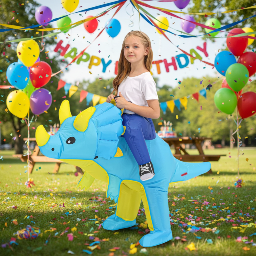 Kids' Halloween Inflatable Dinosaur Costume Suit with Step-In Design and Battery Fan for Party