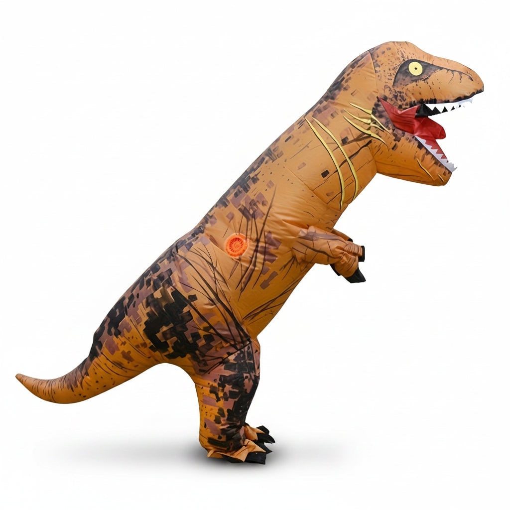 Kids' Halloween Inflatable Dinosaur Costume T-Rex Outfit with Built-In Fan and Crackle Print