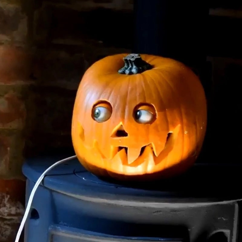 Kids' Halloween Jack O Lantern Pumpkin Decor with Animatronic Moving Eyes for Scary Party Prop