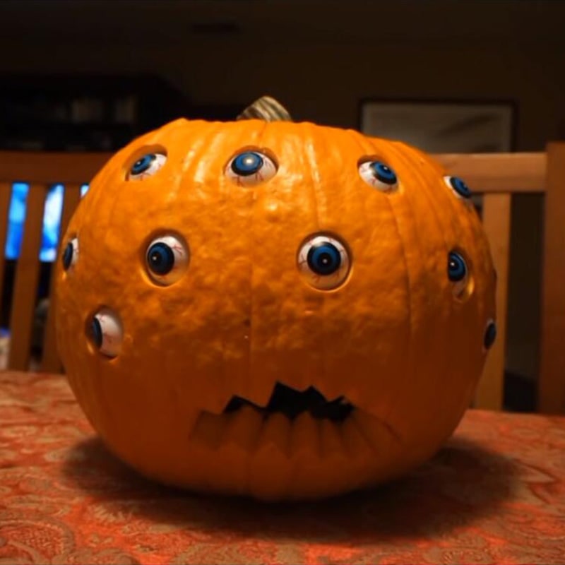 Kids' Halloween Jack O Lantern Pumpkin Decor with Animatronic Moving Eyes for Scary Party Prop