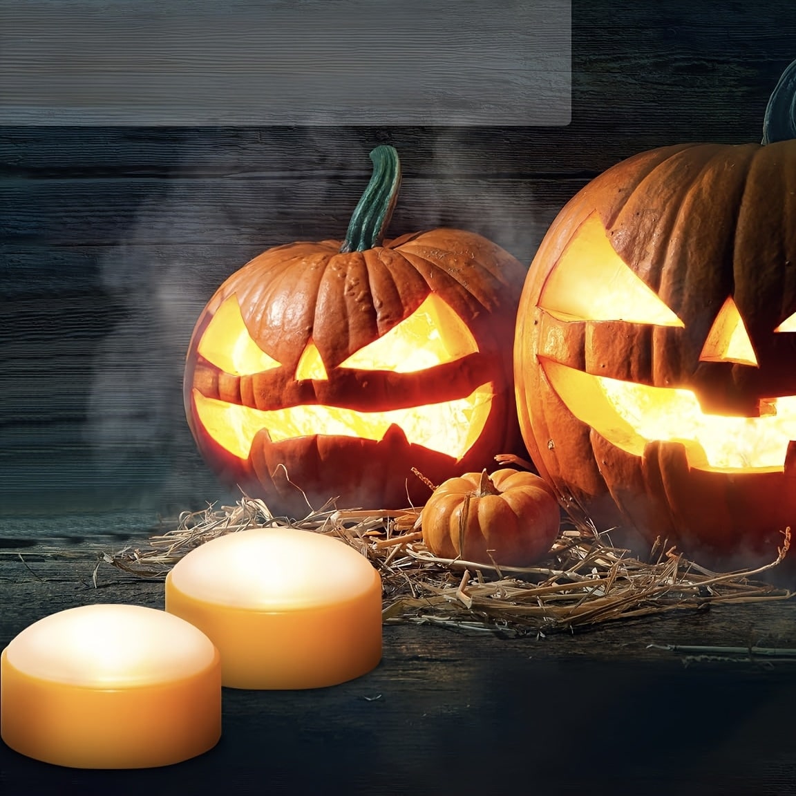 Kids' Halloween Jack O Lantern Pumpkin LED Tea Light Candles with Remote Control Battery Operated