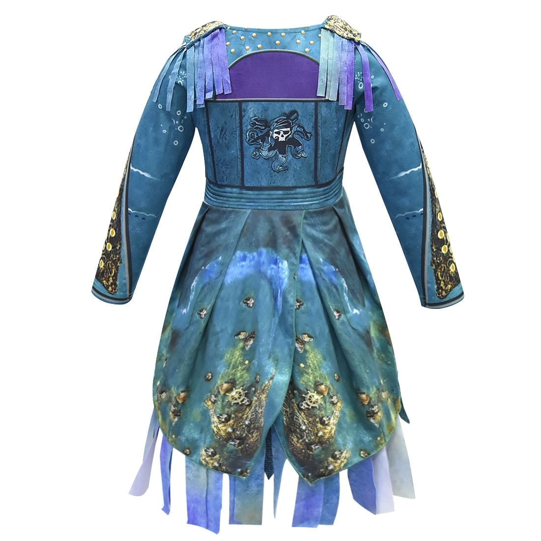 Kids' Halloween Pirate Costume Dress Outfit with and for Skull Graphic and Tattered Hem