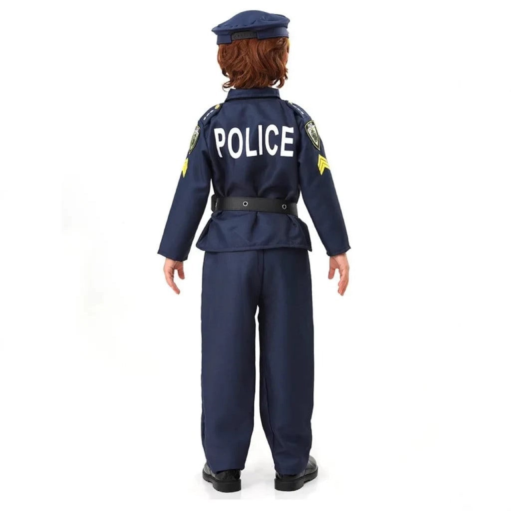 Kids' Halloween Police Officer Cop Costume for Children with Hat Accessories and Toy Handcuffs
