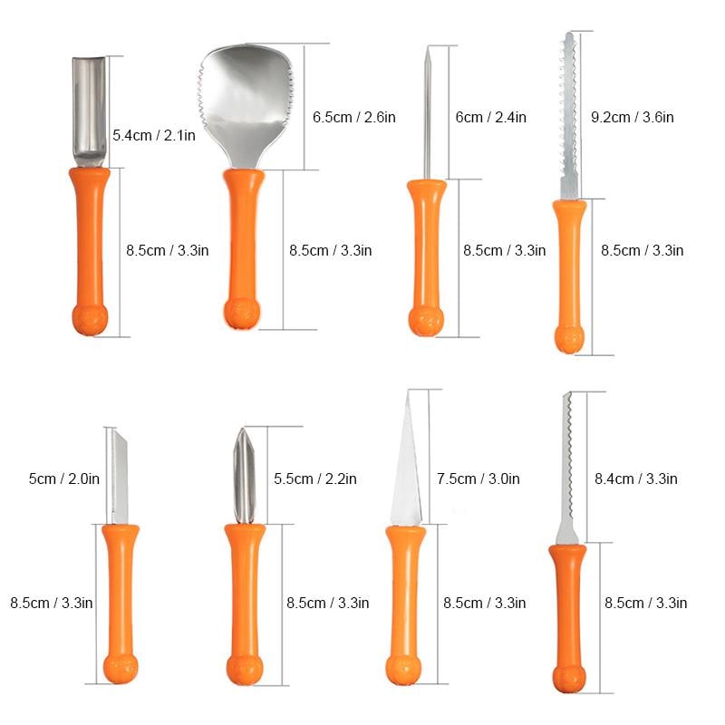 Kids' Halloween Pumpkin Carving Kit with Tools and Supplies 8-Piece Stainless Steel Set