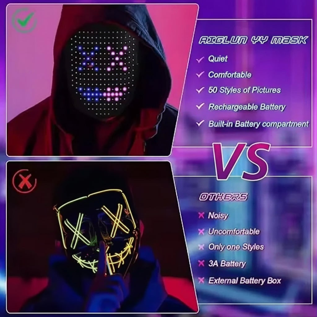Kids' Halloween Red Light LED Mask with Therapy and Gesture Control for Party Costume and at Home Use