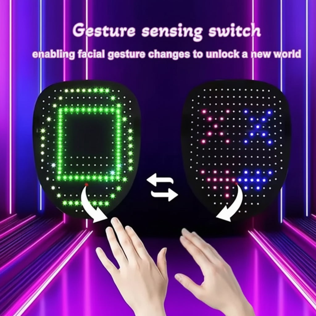 Kids' Halloween Red Light LED Mask with Therapy and Gesture Control for Party Costume and at Home Use