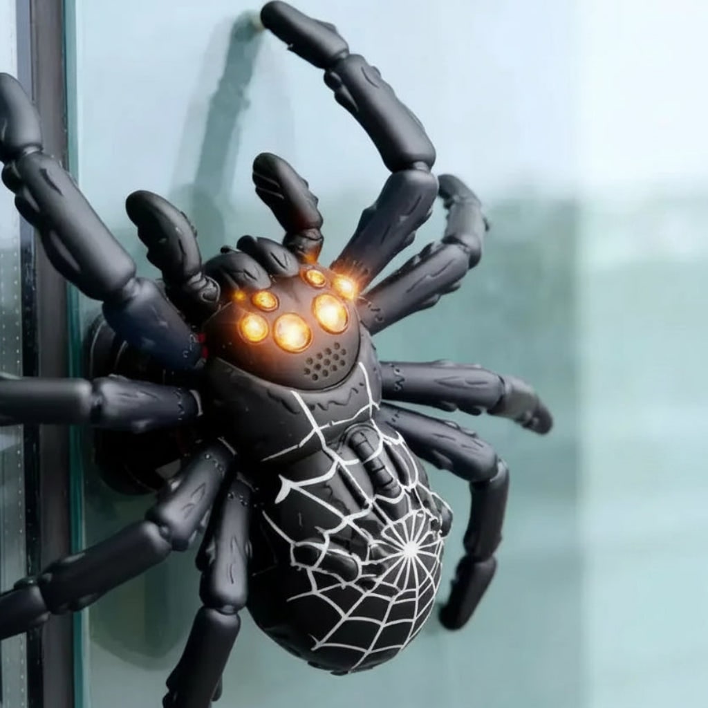 Kids' Halloween Remote Control Spider Wall Climbing Toy with LED Eyes and Suction Design