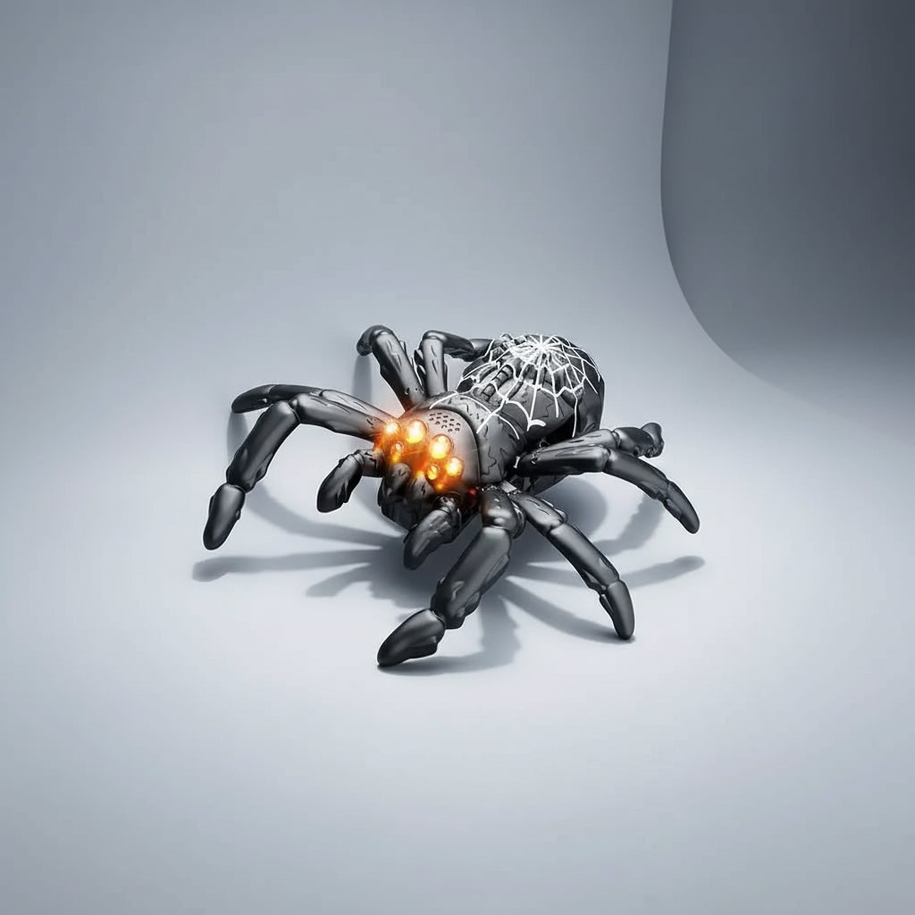 Kids' Halloween Remote Control Spider Wall Climbing Toy with LED Eyes and Suction Design