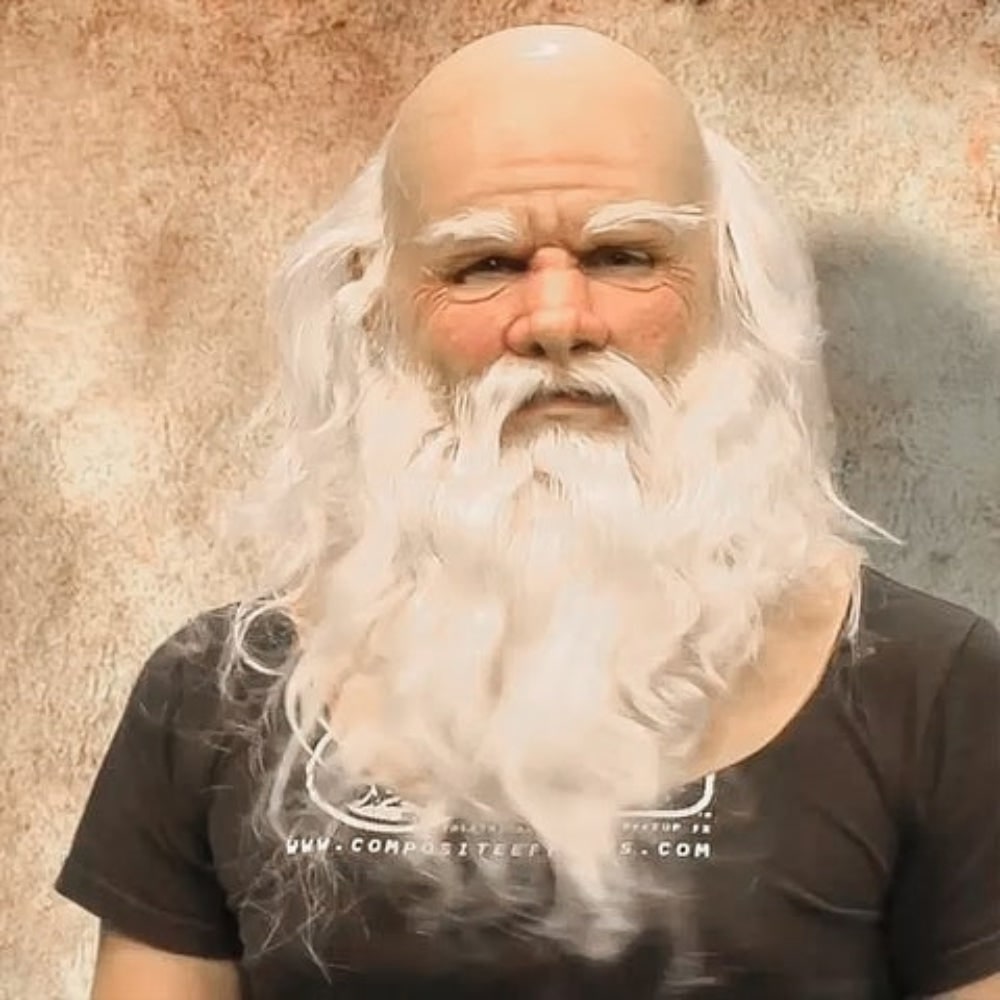 Kids' Halloween Santa Claus Costume Mask with Realistic Beard and Hair for Creepy Holiday Party