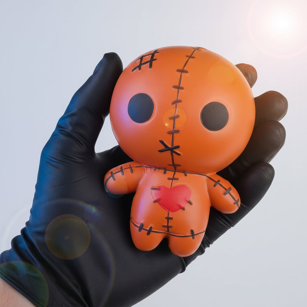 Kids' Halloween Squishy Toy Stress Relief with Slow Rising Foam Voodoo Doll Design and Stitched Details