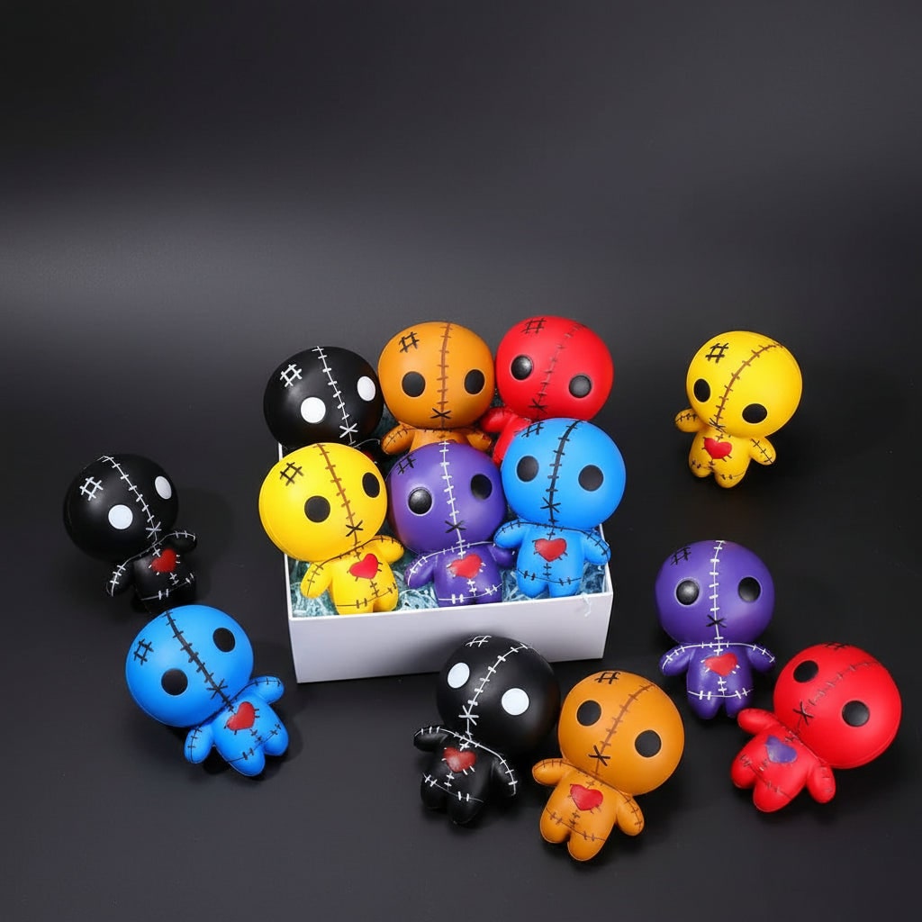 Kids' Halloween Squishy Toy Stress Relief with Slow Rising Foam Voodoo Doll Design and Stitched Details