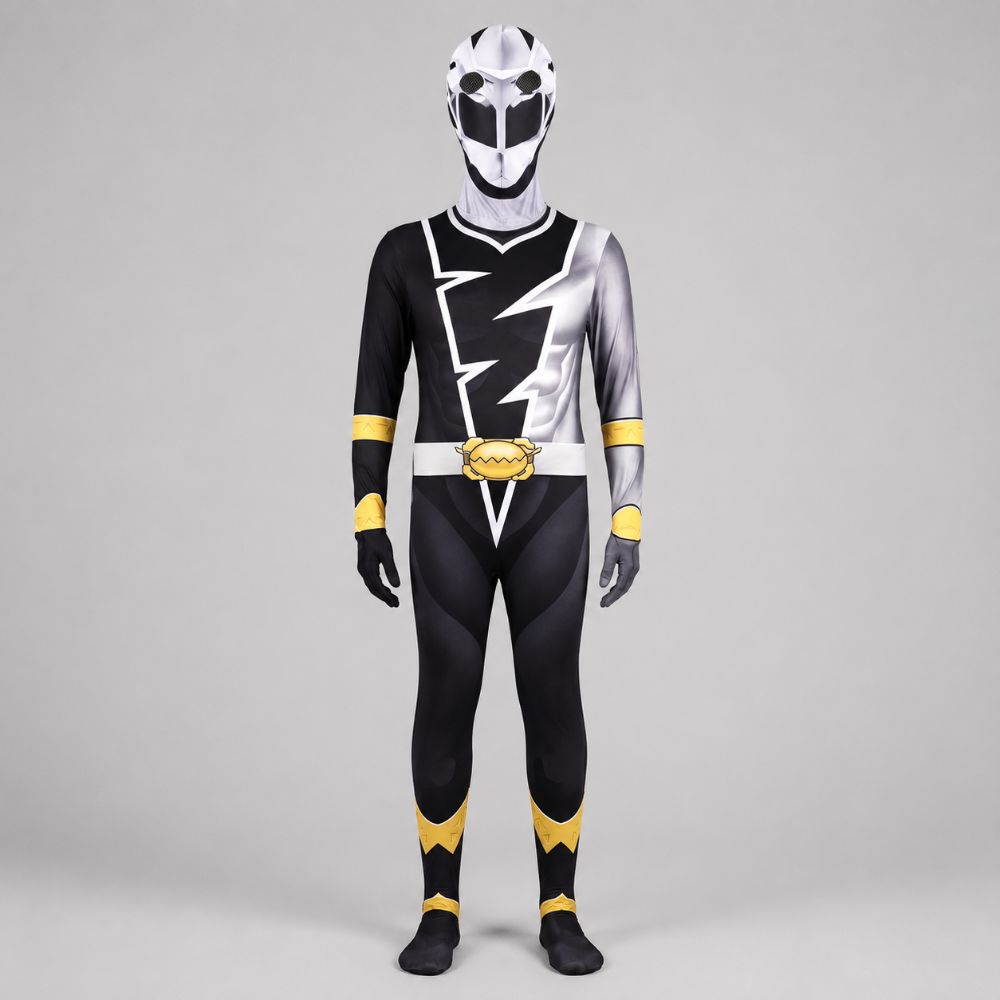 Kids' Halloween Superhero Costume Jumpsuit Dress Up with Lightning Bolt Chest Panel