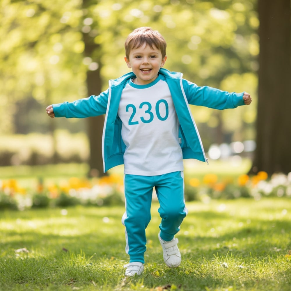 Kids' Halloween Three-Piece Costume Set with Numbers and Side Stripes Tracksuit