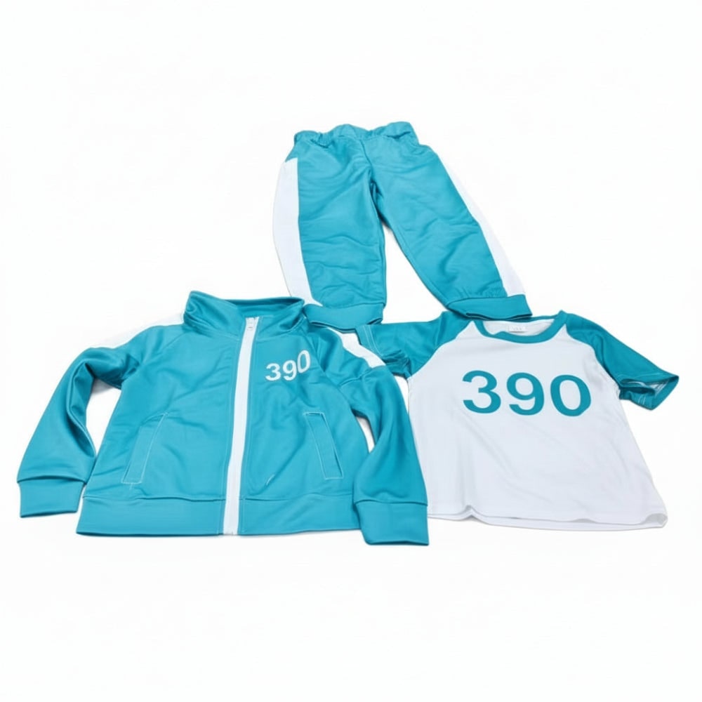 Kids' Halloween Three-Piece Costume Set with Numbers and Side Stripes Tracksuit