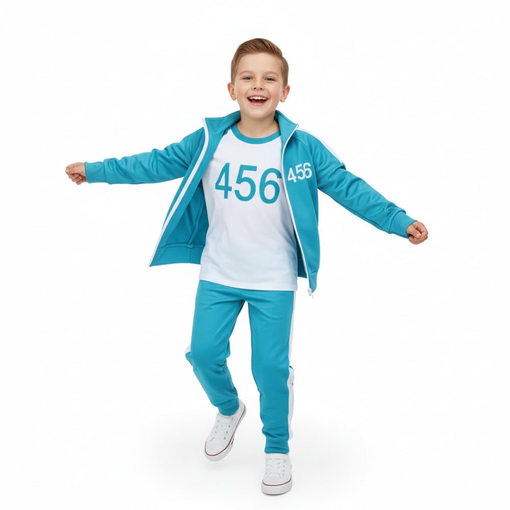 Kids' Halloween Three-Piece Costume Set with Numbers and Side Stripes Tracksuit