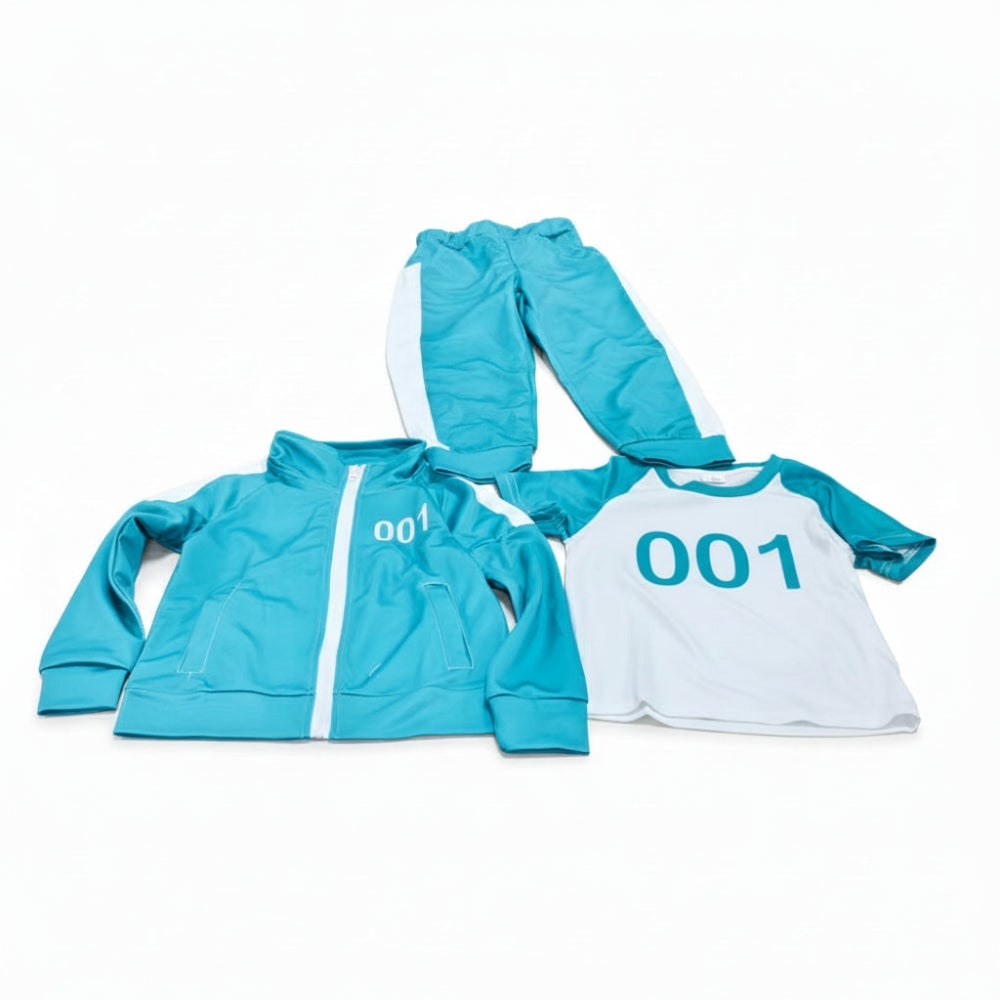 Kids' Halloween Three-Piece Costume Set with Numbers and Side Stripes Tracksuit