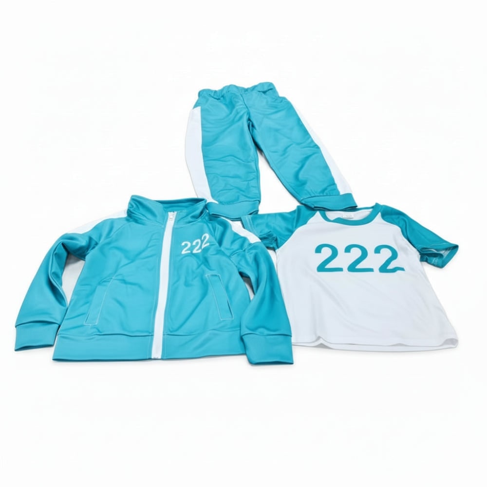 Kids' Halloween Three-Piece Costume Set with Numbers and Side Stripes Tracksuit