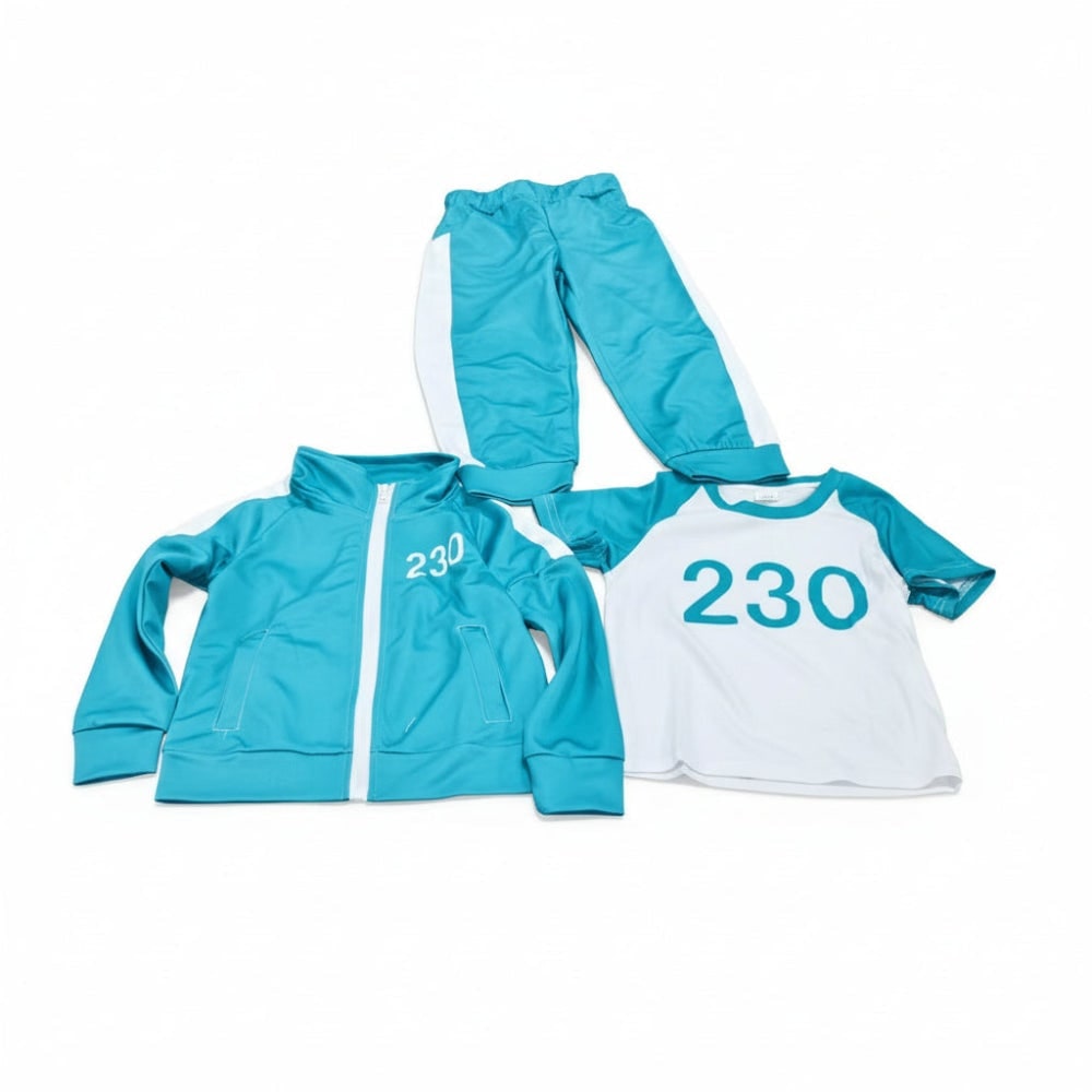 Kids' Halloween Three-Piece Costume Set with Numbers and Side Stripes Tracksuit