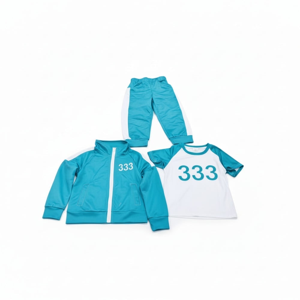 Kids' Halloween Three-Piece Costume Set with Numbers and Side Stripes Tracksuit