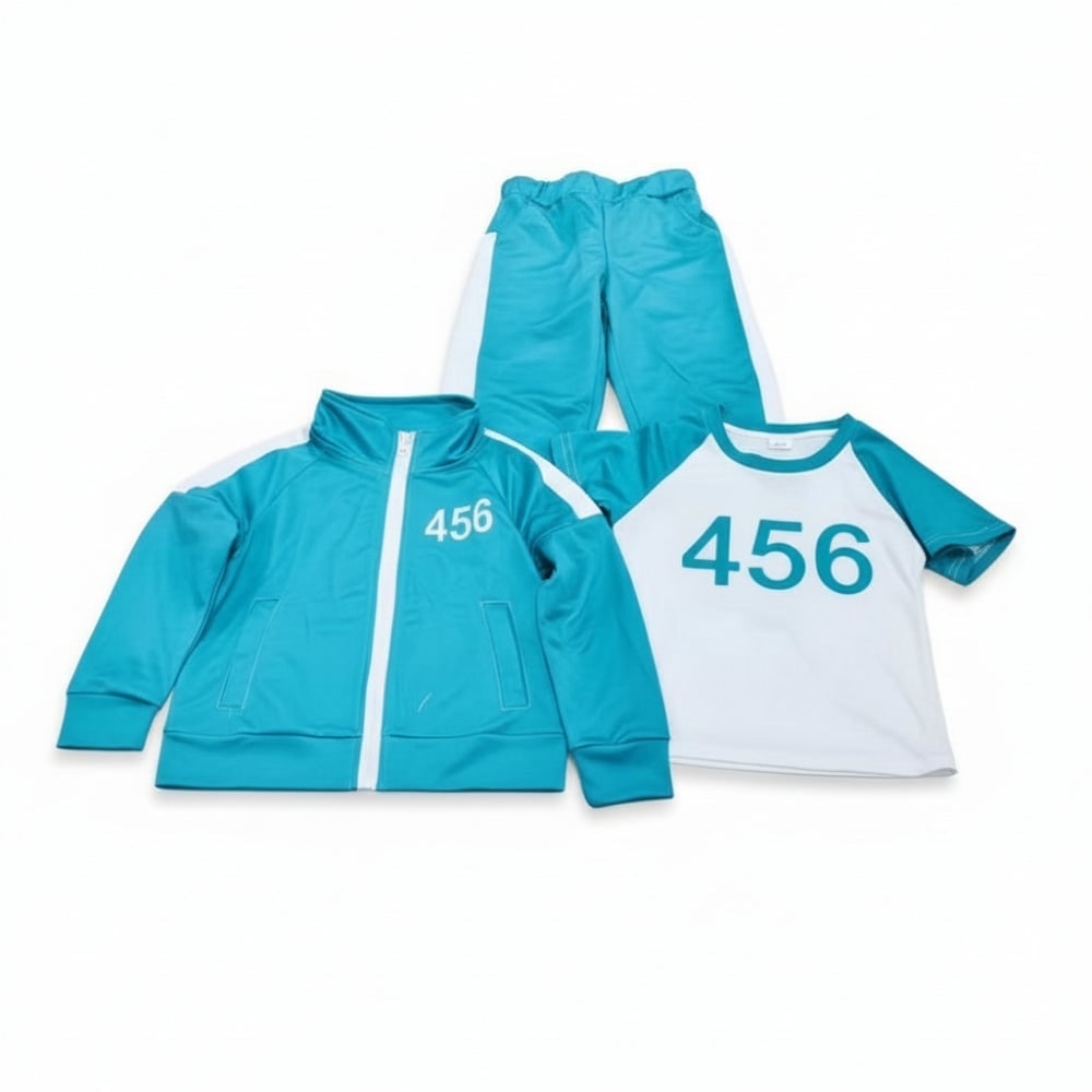 Kids' Halloween Three-Piece Costume Set with Numbers and Side Stripes Tracksuit