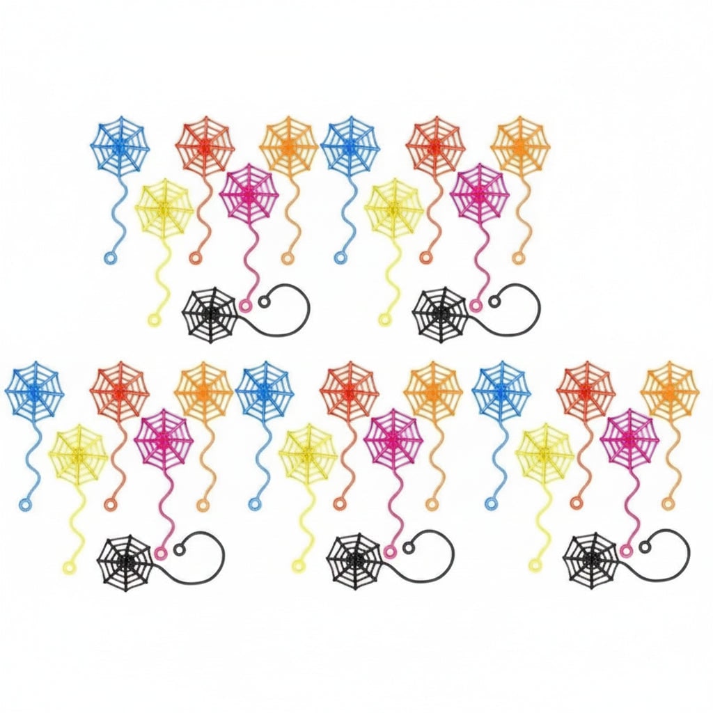 Kids' Halloween Decorations Sticky Spiderweb Party Favors Stretchy Neon Window Clings with Wavy Tail