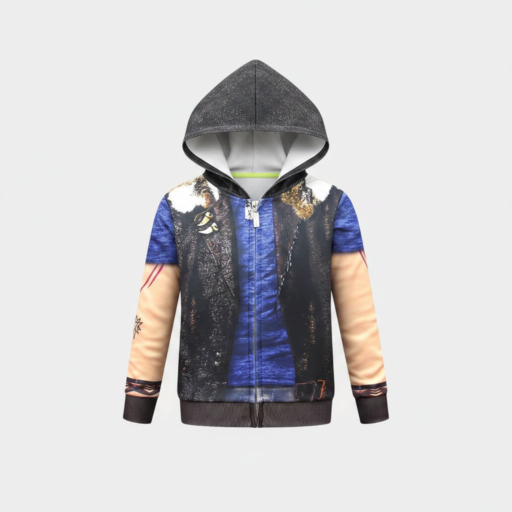 Kids' Werewolf Costume with Zip-Up Closure and Realistic Printed Details