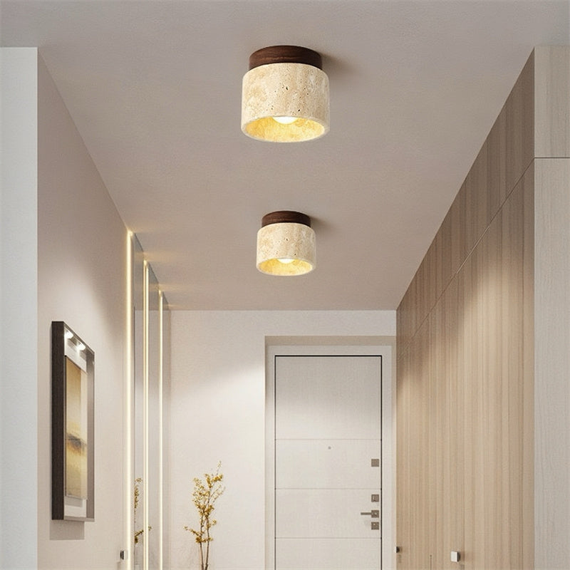 Farmhouse Solid Wood Semi Flush Mount Ceiling Light