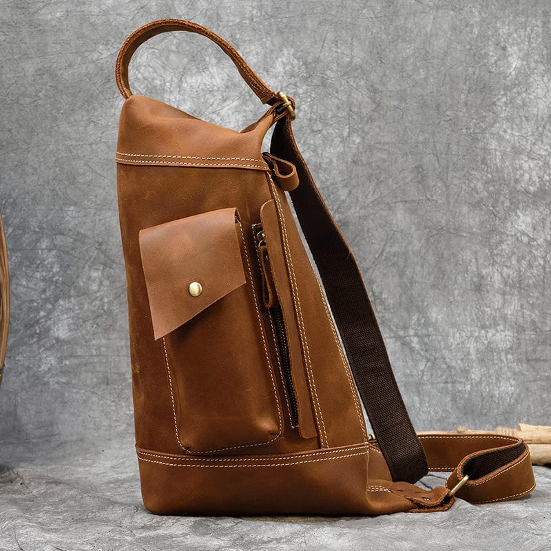 Crazy Horse Leather Unique Backpack