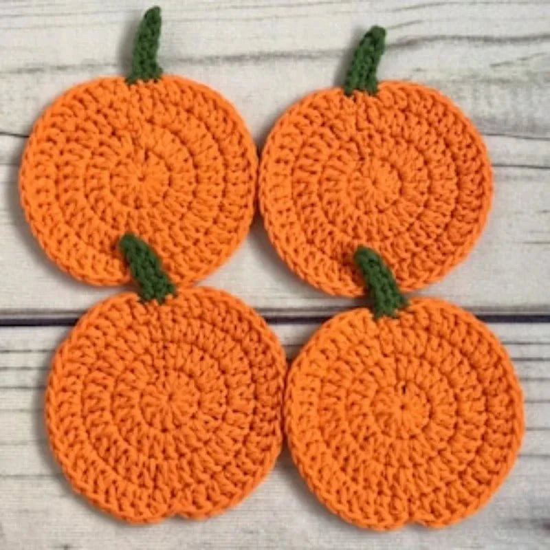 LOOMORA – Handmade Crochet Pumpkin Coasters for Fall Table Decor