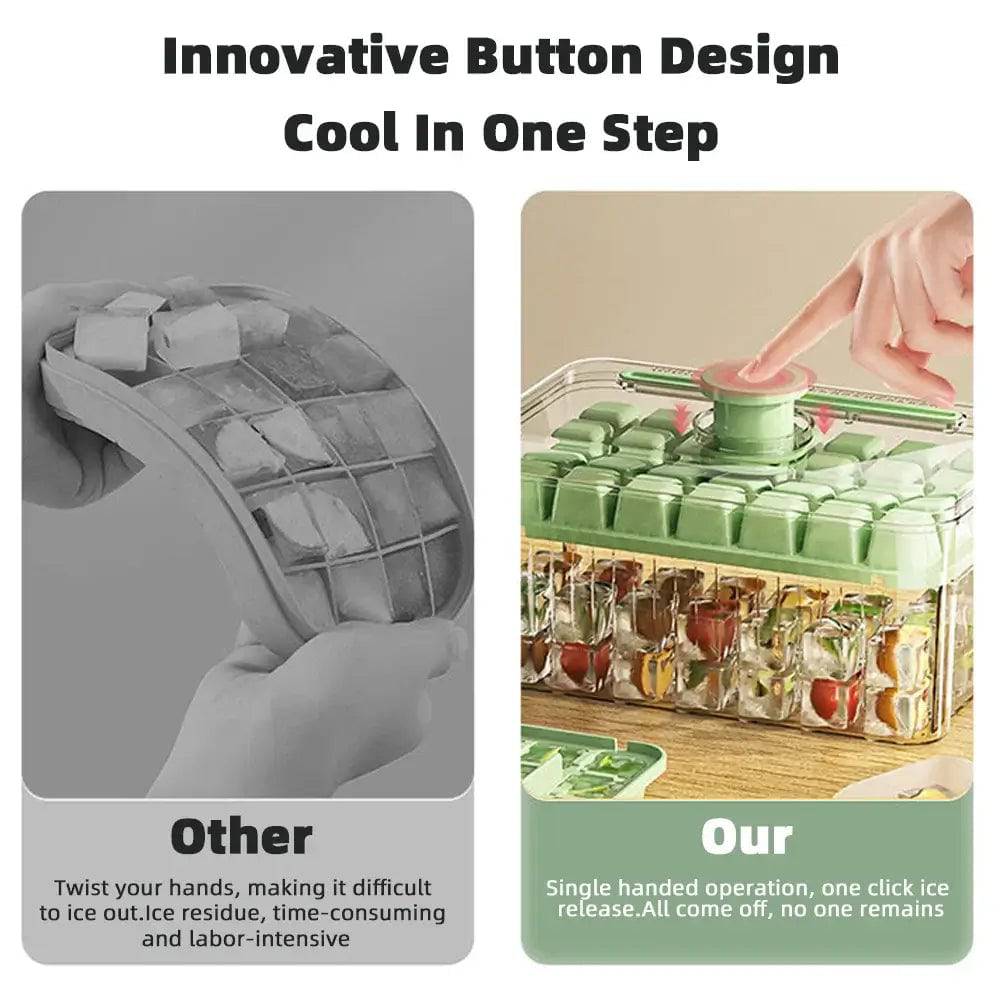 Press Type Ice Cube Tray with Storage Box Quick-Freeze Ice Maker