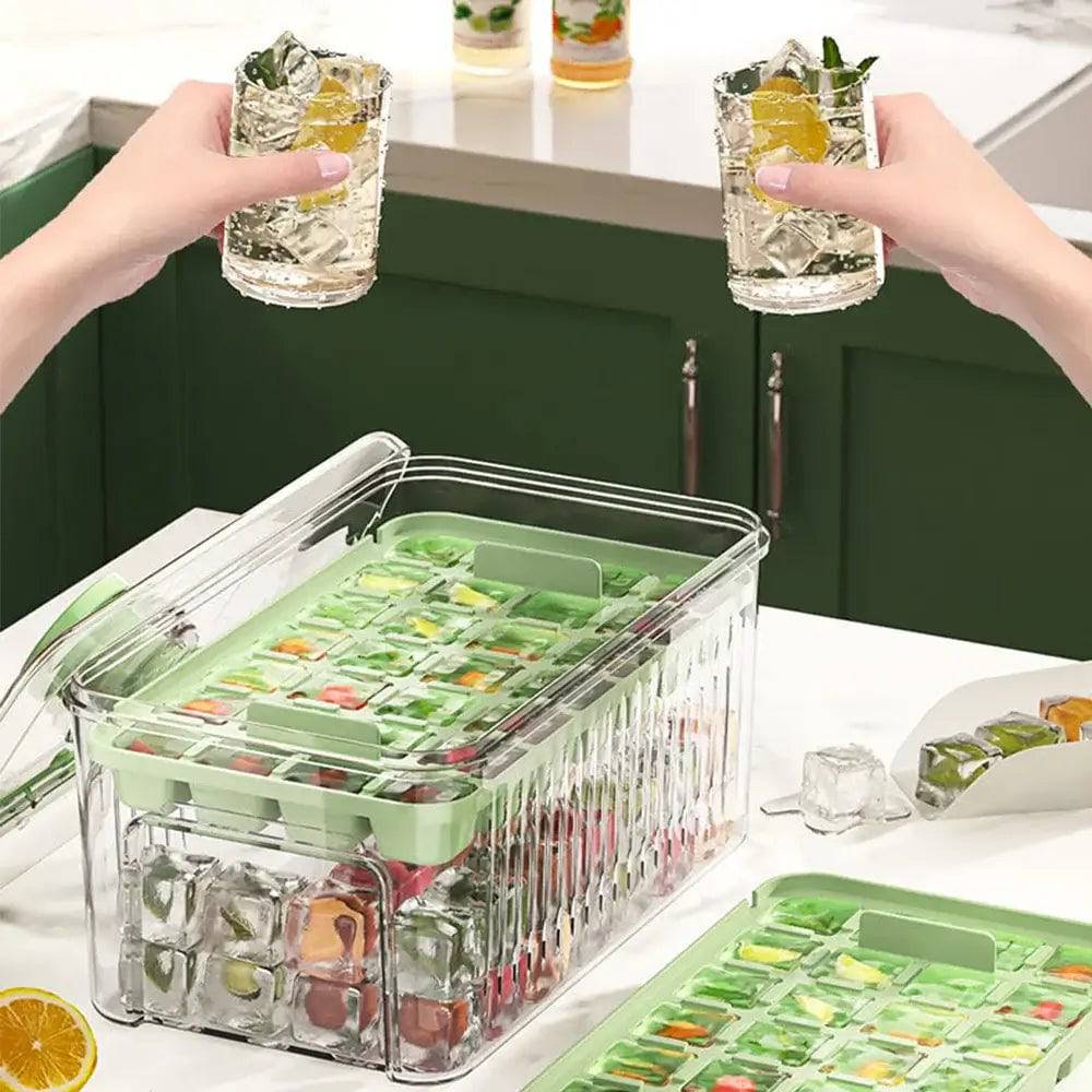 Press Type Ice Cube Tray with Storage Box Quick-Freeze Ice Maker