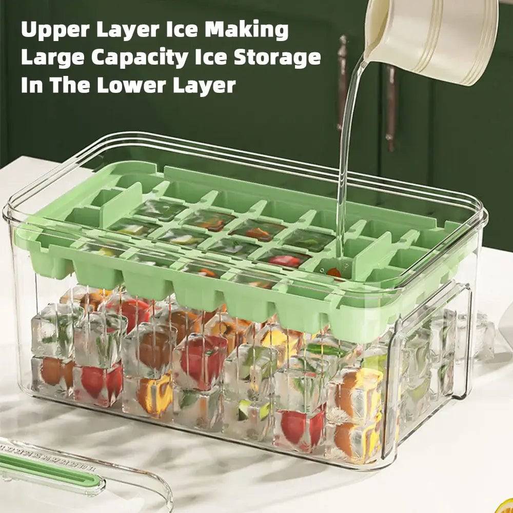 Press Type Ice Cube Tray with Storage Box Quick-Freeze Ice Maker