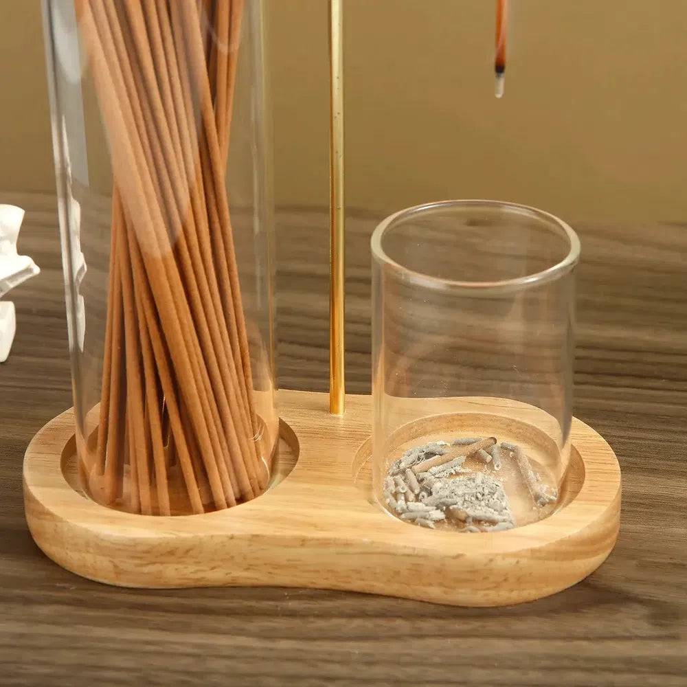 Elegant Glass Incense Holder with Ash Catcher
