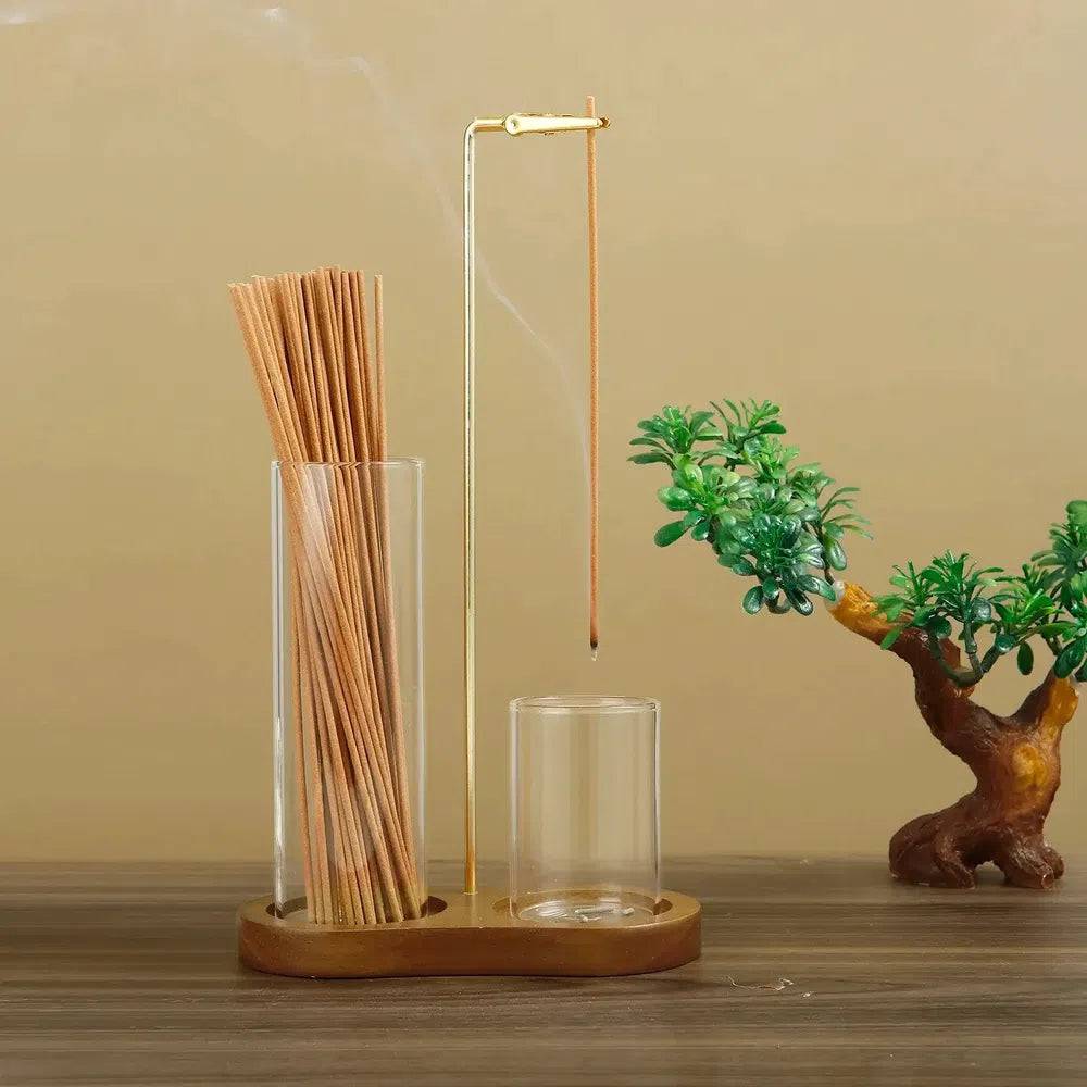 Elegant Glass Incense Holder with Ash Catcher