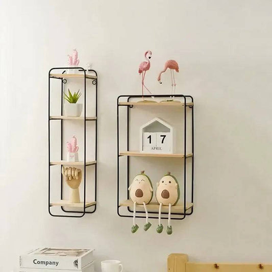 Nordic Iron Shelf with Wooden Floor