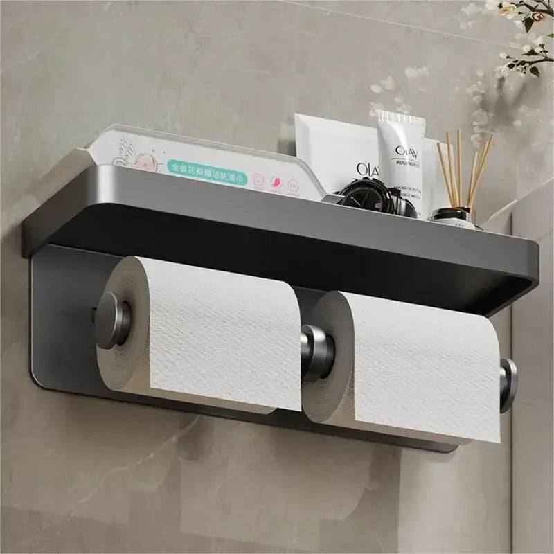 Aluminium Alloy Toilet Paper Holder with Perfume Shelf