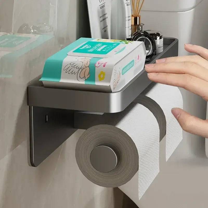 Aluminium Alloy Toilet Paper Holder with Perfume Shelf