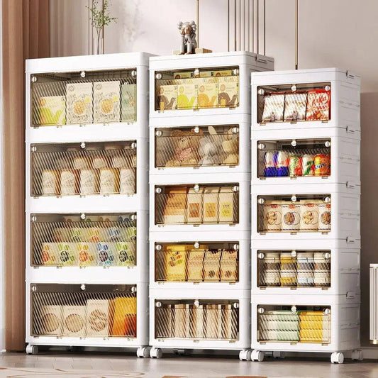 Stackable Collapsible Storage Bins with Doors