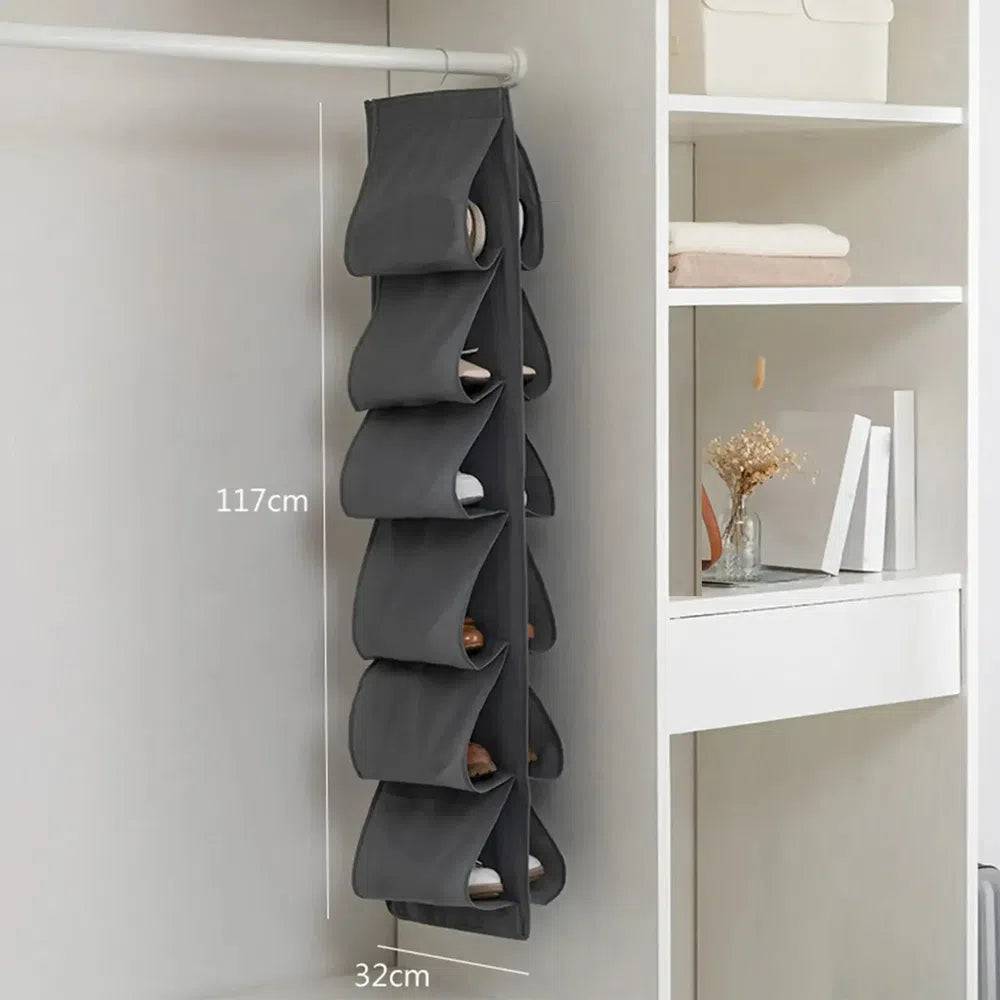 Six-Layer Foldable Hanging Storage Bag Shoe Organiser