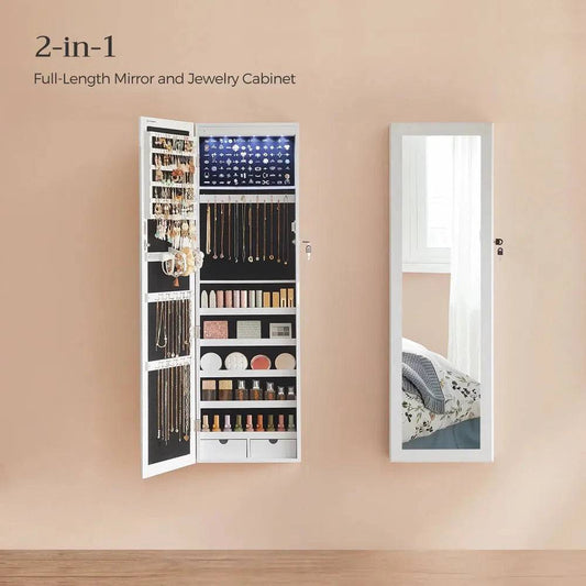 Lockable Wall Mounted Jewellery Mirror Cabinet