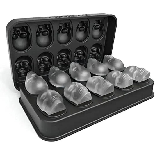 Skull Silicone Ice Cube Tray with Funnel 10-Cavity Mould