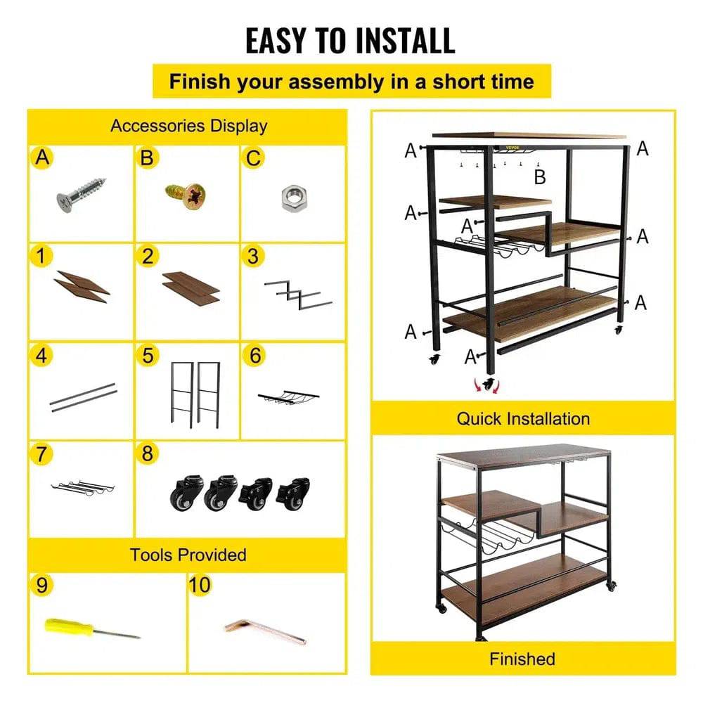 Rustic Oak & Iron Bar Cart – Avichic.co