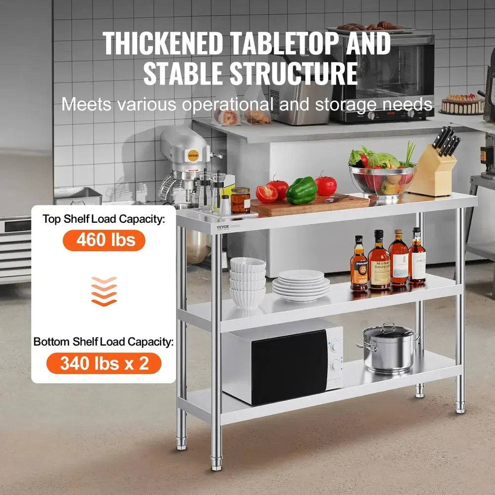 Stainless Steel Work Table with Adjustable Shelves