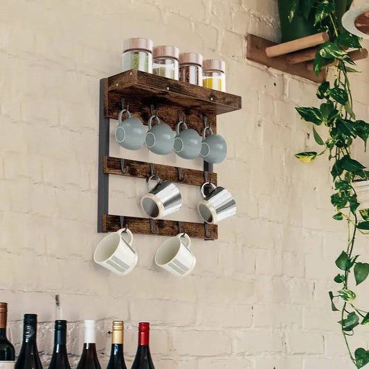 Wall Mounted Coffee Mug Holder with Shelf