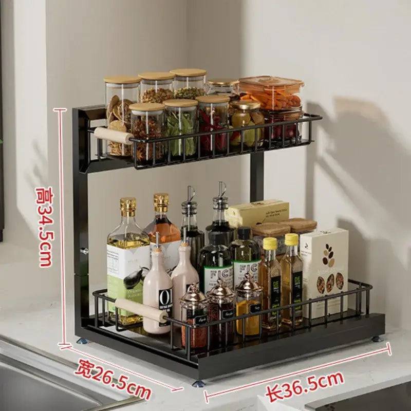 2-Tier Slide-Out Kitchen Storage Rack and Spice Organiser – Avichic.co