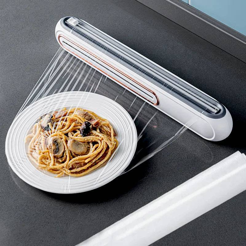 Magnetic Cling Film Dispenser with Safety Cutter