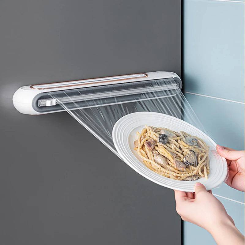 Magnetic Cling Film Dispenser with Safety Cutter