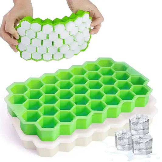 Honeycomb Silicone Ice Cube Mould with Lid Reusable Food-Grade Ice Maker