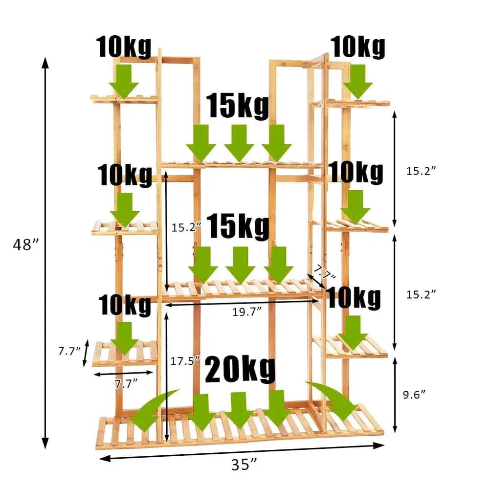 9-Tier Bamboo Plant Stand